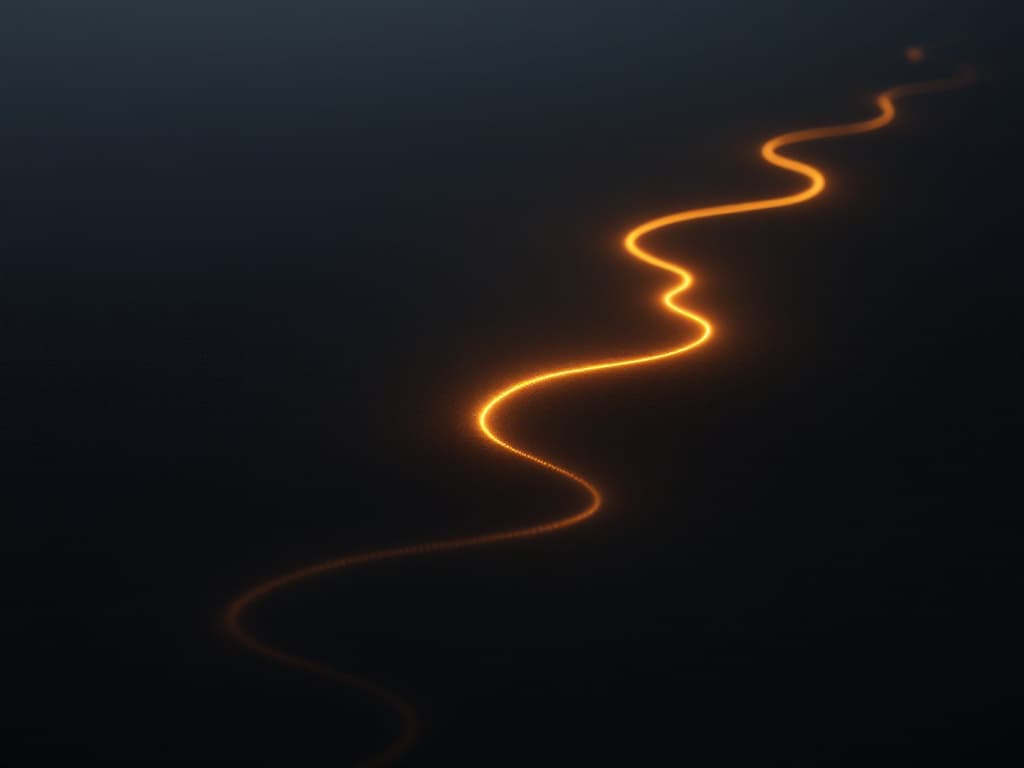 A single amber line of light winding across a dark field.